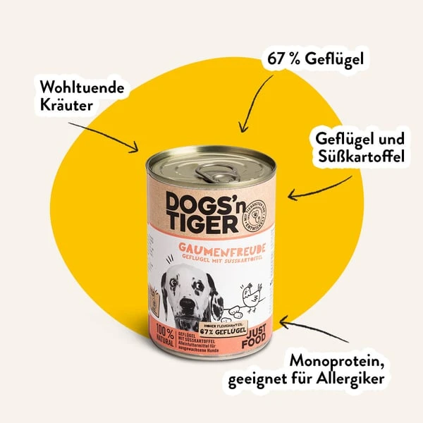 Dogs'n Tiger Gaumenfreude Nassfutter Geflügel Mit Süßkartoffel – Bild 2