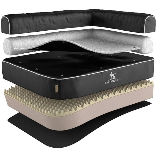 Knuffelwuff Orthopädisches Eck Hundebett Arizona Schwarz, Lehne Rechts – Bild 2
