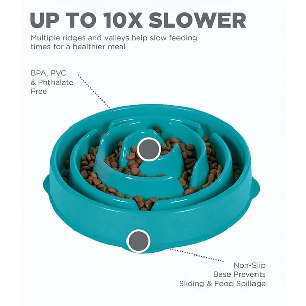 Outward Hound Fun Feeder Slo Bowl Anti Schling Drop Turquoise – Bild 4