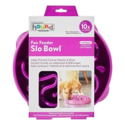 Outward Hound Fun Feeder Slo Bowl Anti Schling Flower Purple