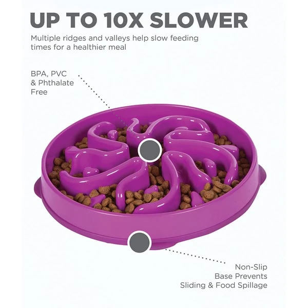 Outward Hound Fun Feeder Slo Bowl Anti Schling Flower Purple – Bild 4