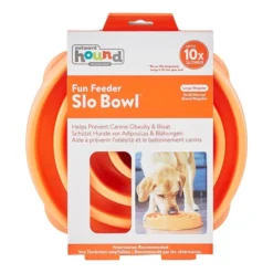 Outward Hound Fun Feeder Slo Bowl Anti Schling Swirl Orange